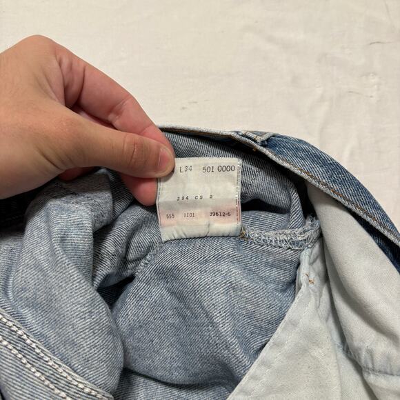 VTG 90's Levi's 501xx Distressed Faded Straight Leg Light Blue Jeans USA 30x30 - Picture 8 of 8